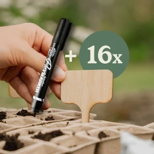 16 étiquettes pour plantes en bambou avec marqueur