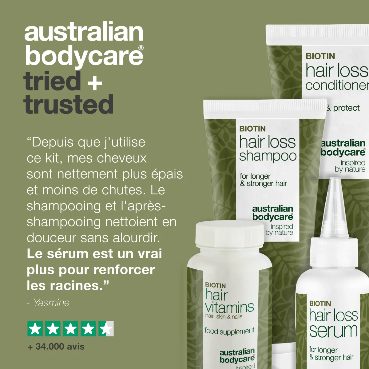 4 produits pour les soins de la perte de cheveux et les cheveux clairsemés — Produits contre la chute des cheveux contenant de la biotine, de l'huile de tea tree et du Capilia Longa – Image 6
