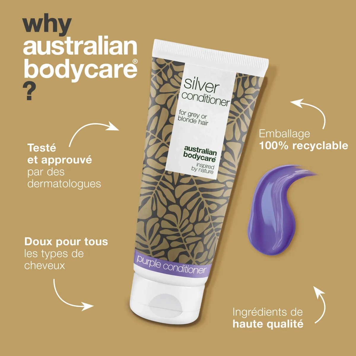 Silver Conditioner pour cheveux gris et blonds – Anti-jaune — Après-shampooing aux pigments violets, élimine le jaune et sublime les tons froids des cheveux gris ou blonds. Ajoute éclat et force. – Image 5