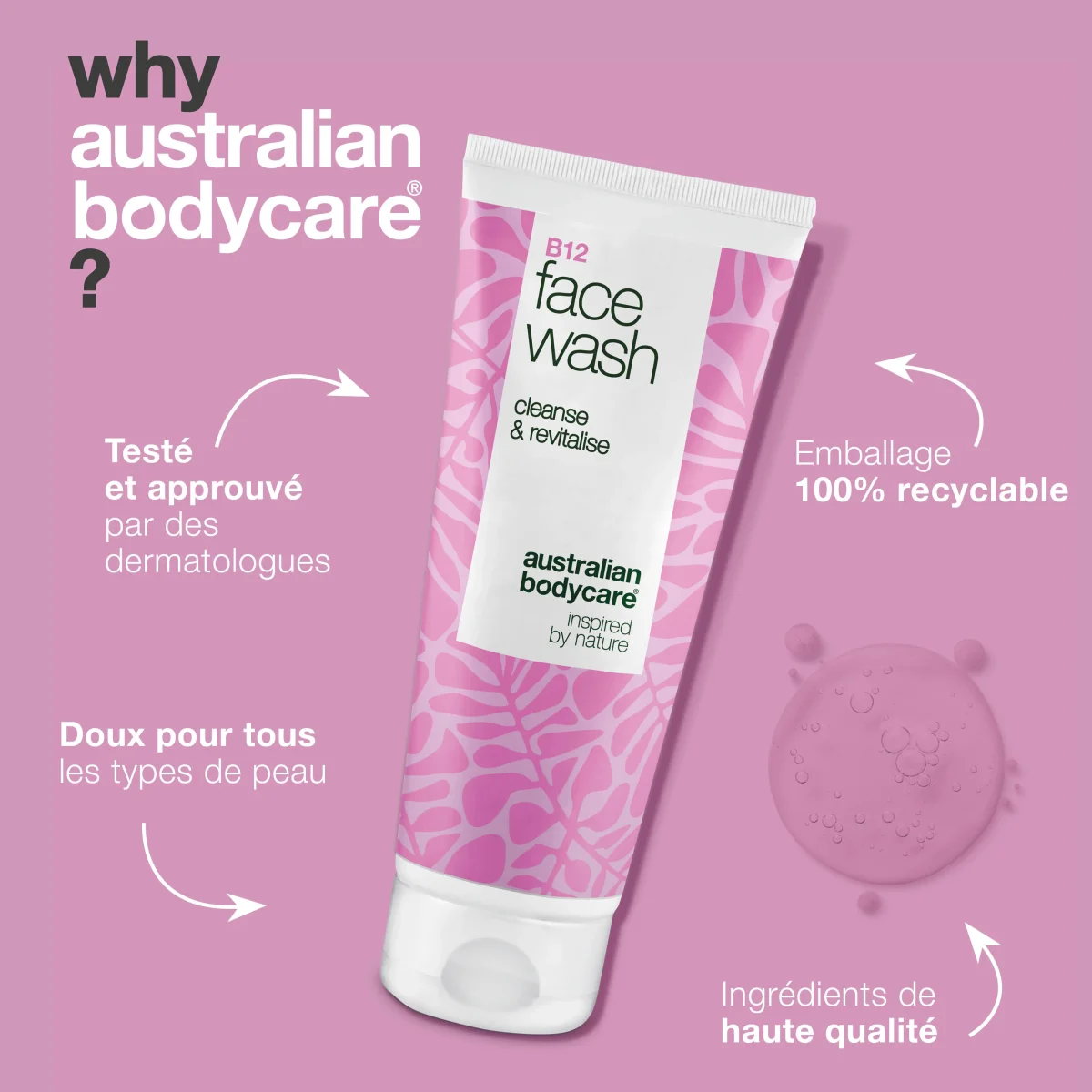 B12 Face Wash – Nettoyant doux pour une peau fraîche et soignée —Nettoyant visage B12, élimine maquillage et impuretés. Pour une peau propre, soignée et éclatante de naturel. – Image 5